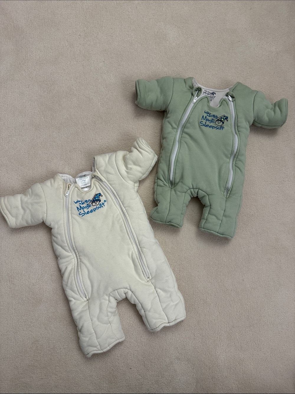 Baby Magic Sleepsuit Puffer Romper - Green & Cream 12-18 lbs & 18-21 lbs